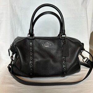 Coach Central Satchel Black Bag with Enamel Studs